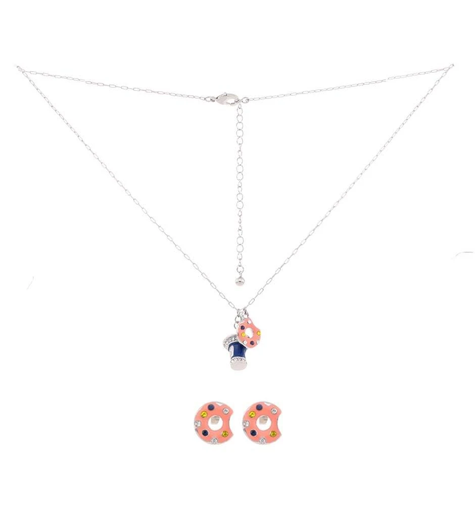 Set de collar y aretes con dije de dona